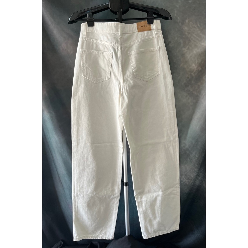 New Motel Parallel Jeans 43 White Straight Leg High‎ Rise Denim Pants S/31L - Picture 2 of 5